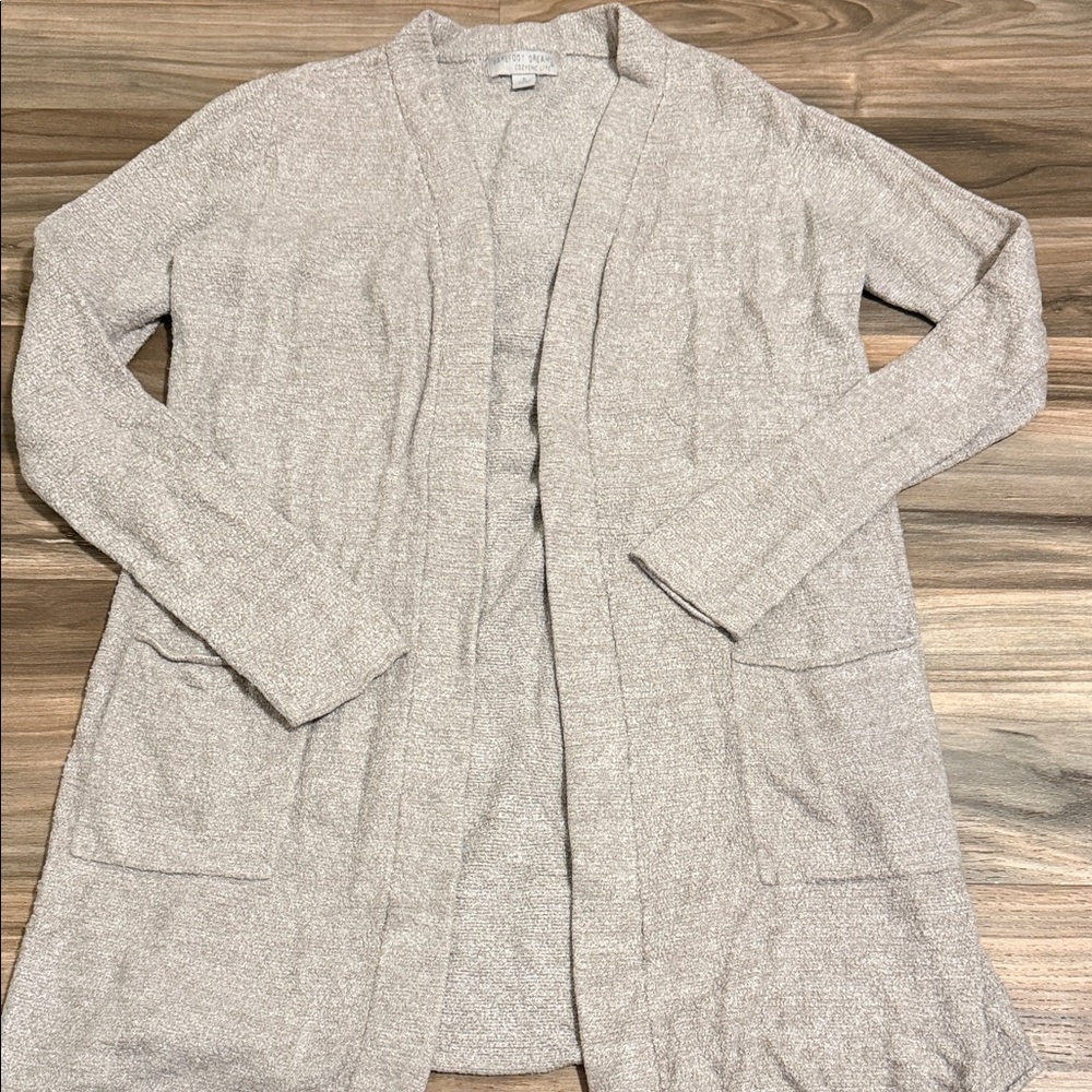 Barefoot Dreams CozyChic Lite Oyster Longline Cardigan Pockets Women’s Size S